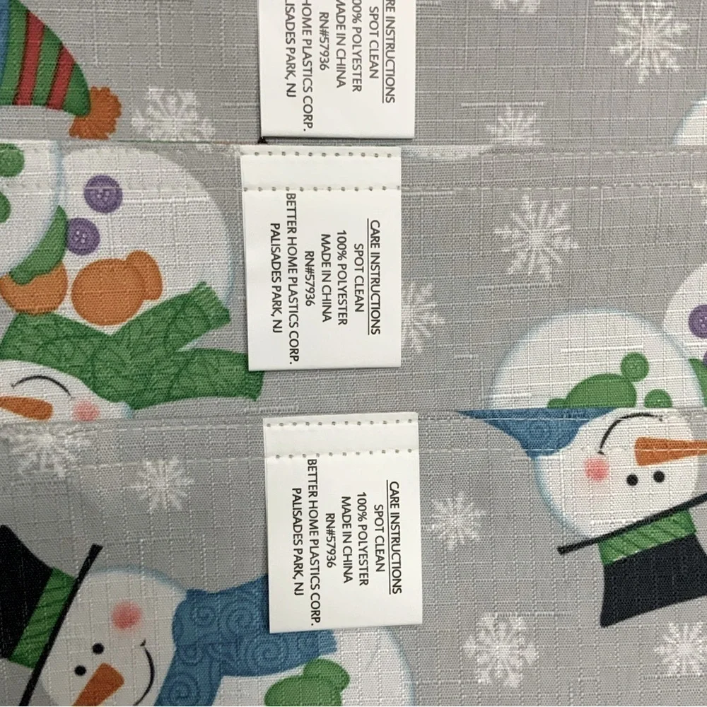 Winter Linen Print Fabric Placemats Snowman Reversible Grey Multi 12 X 18 in